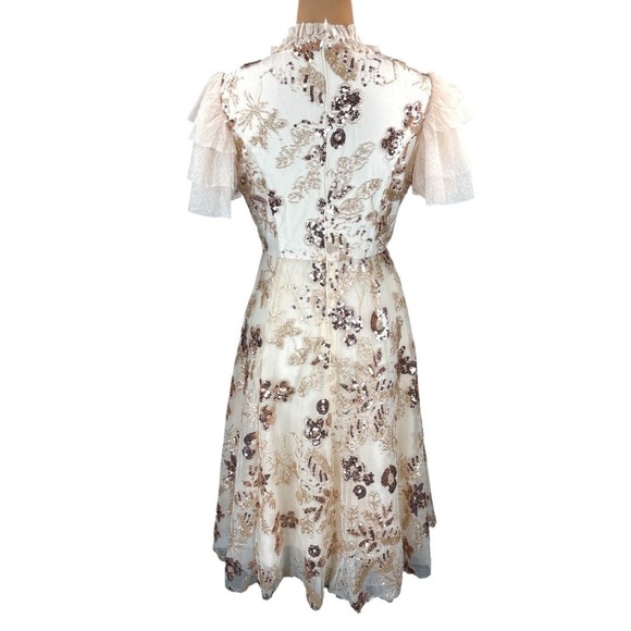 Jessakae Collection Moonlight Dress Sequin Ruffle Neck Party Cocktail Medium - Picture 6 of 16